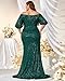 Giffniseti Women's Plus Size Off Shoulder Puff Sleeve Sequin Formal Maxi Dress Evening Party Gowns Green