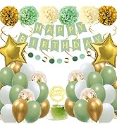 Kit Decorazione Compleanno 15 Anni Verde Oliva E Oro: Palloncini Numero 15, Ghirlanda, Cake Topper E Palloncini Lattice