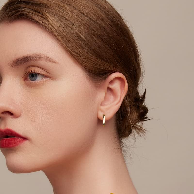 Miniatura 3 de BISAER 925 Sterling Silver Cute Hoop Earrings for Women Hypoallergenic Small Sleeper Tragus Hoop Earrings Cartilage Jewelry Gifts