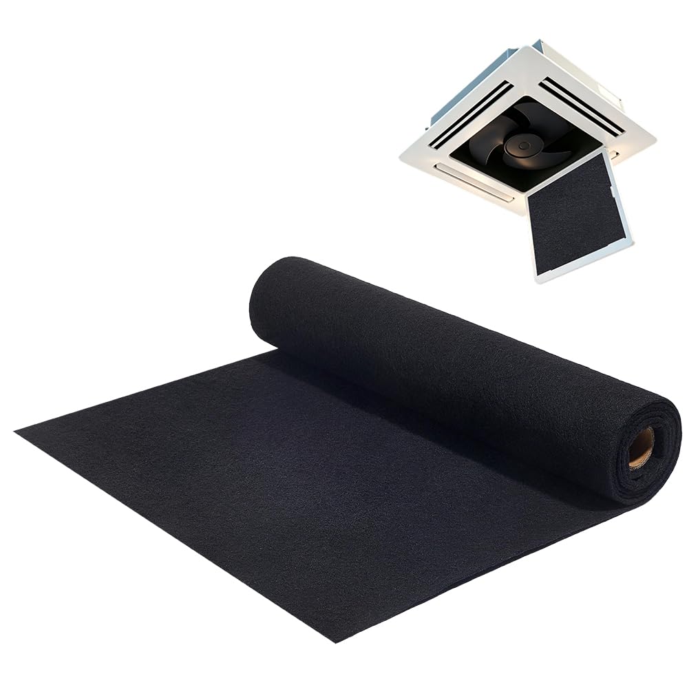 BENECREAT Hoja de filtro de carbón activado de 144 x 41 cm para unidades de CA de ventana, almohadilla de filtro de aire de carbono a base de algodón de 3 mm de grosor, filtro absorbente de olores