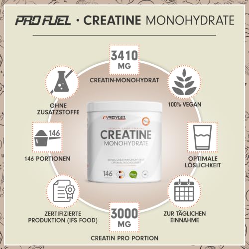 Creatin Monohydrat Pulver 500g - Kreatin Monohydrat in mikronisierter Qualität - Creatine-Monohydrate mit 3000 mg Kreatin pro Tag… – Ansicht 2