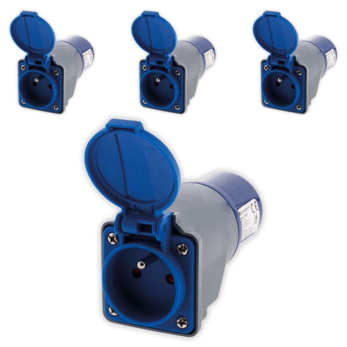 Zenitech - Lot de 4 adaptateurs Compact sans câble Femelle 16A 2P+T en mâle CEE17 pour Camping, nautisme