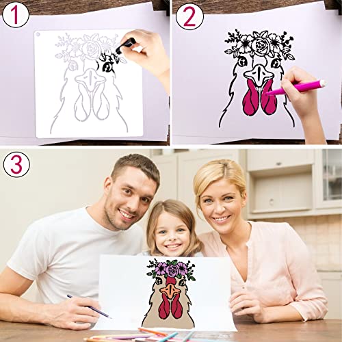 9Pcs Large Floral Animal Stencils For Painting On Wood Flower Skull Farmhouse Stencil Farm Reusable Cow Elephant Wolf Butterfly Stencil Paint On Fabric Embroidery Wall Sign #TOP7