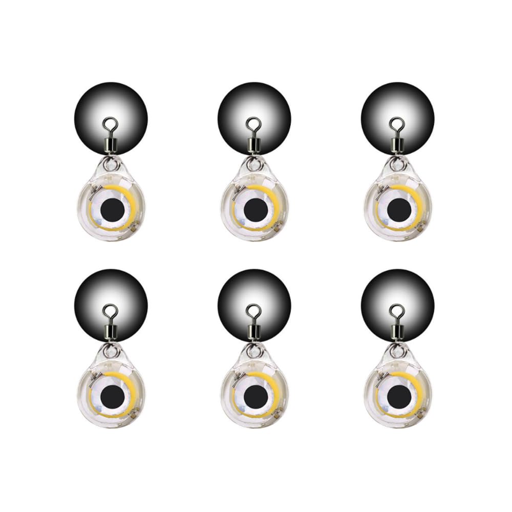 MiOYOOW Underwater Fishing Lights, 6PCS Deep Drop Fishing Lure Light Fish Eye Shape LED Bait Lamp for Pool Boat Saltwater Freshwater