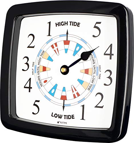 Justime 8.5 Inch Tide Clock Colorful Digital Graphics Designed, Water Resistant Case, Home Wall Décor (Tt420Bk Flag Black) #TOP2