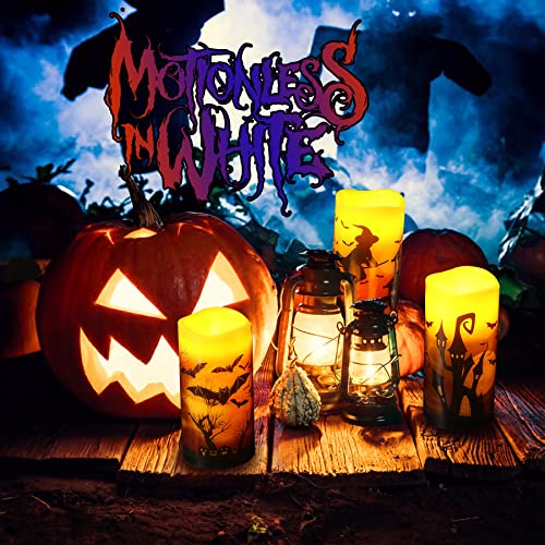 Vocool 3 Pcs Halloween Flameless Candles With Remote, 8 Hour Timer, Halloween Decoration Candles Battery Operated Decals Castle Bat Witch Wax Candles For Halloween Window Fireplace Home Party Decor #TOP6