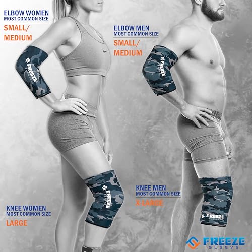 Image of FreezeSleeve Ice & Heat Therapy Sleeve- Reusable, Flexible Gel Hot /Cold Pack, 360 Coverage for Knee, Elbow, Ankle, Wrist- Blue Camo, Large