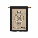 KafePross Alarm Clock Shape Welcome Initial House Flags Monogram M Banner 28x40 Print Both Sides