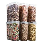 6 Pack Airtight Cereal Food Storage Container - BPA Free Plastic Kitchen and Pantry Organization Canisters for, Dry Pet Food, Flour, Sugar, Rice, Nuts, Snacks & More (135.5 Oz) Labels & Chalk Marker - Image 2