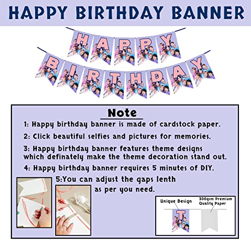Image of Party Propz BTS Birthday Decorations - 52 Pcs, Birthday Decoration Items For Girls | Happy Birthday Decorations For Girls | Pink & Purple Metallic Balloons For Decoration With Cake Topper