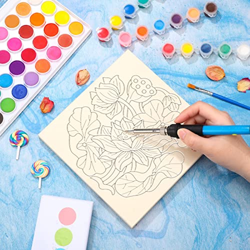 12 Pieces Wood Canvas Board, Unfinished Wood Cradled Painting Panels Boards Drawing Square Wooden Panels Art Wood Boards for DIY Painting Crafts Christmas Supplies (4, 6, 8 Inch)