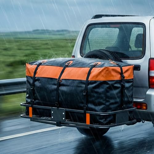 OLIXIS Folding Hitch Mount Cargo Carrier Basket 60x21x6 with Waterproof Luggage Bag, 500 Lbs Capacity Cargo Basket with Hitch Stabilizer, 16 Cubic Feet, Straps, Net by OLIXIS - Image 9