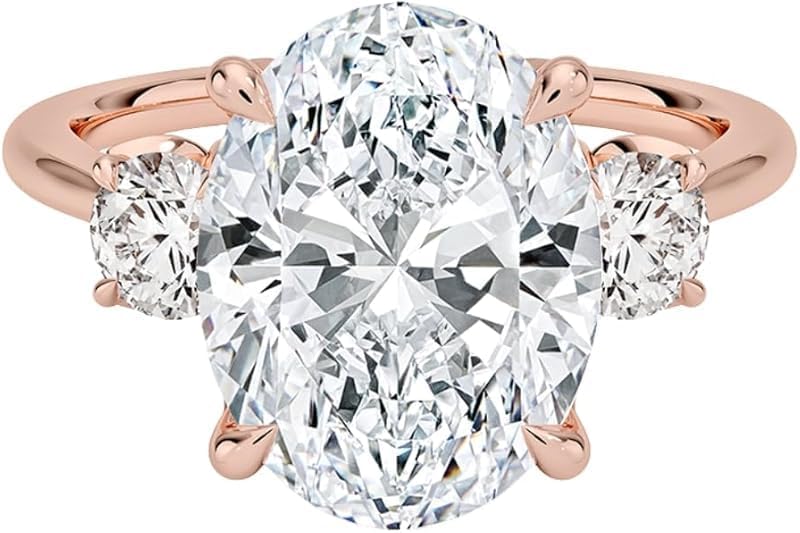 4 CT Moissanite Engagement Ring For Women VVS1 10K 14K 18K Solid Gold & 925 Sterling Silver Petal Three-Stone moissanite ring Christmas Gift For Women