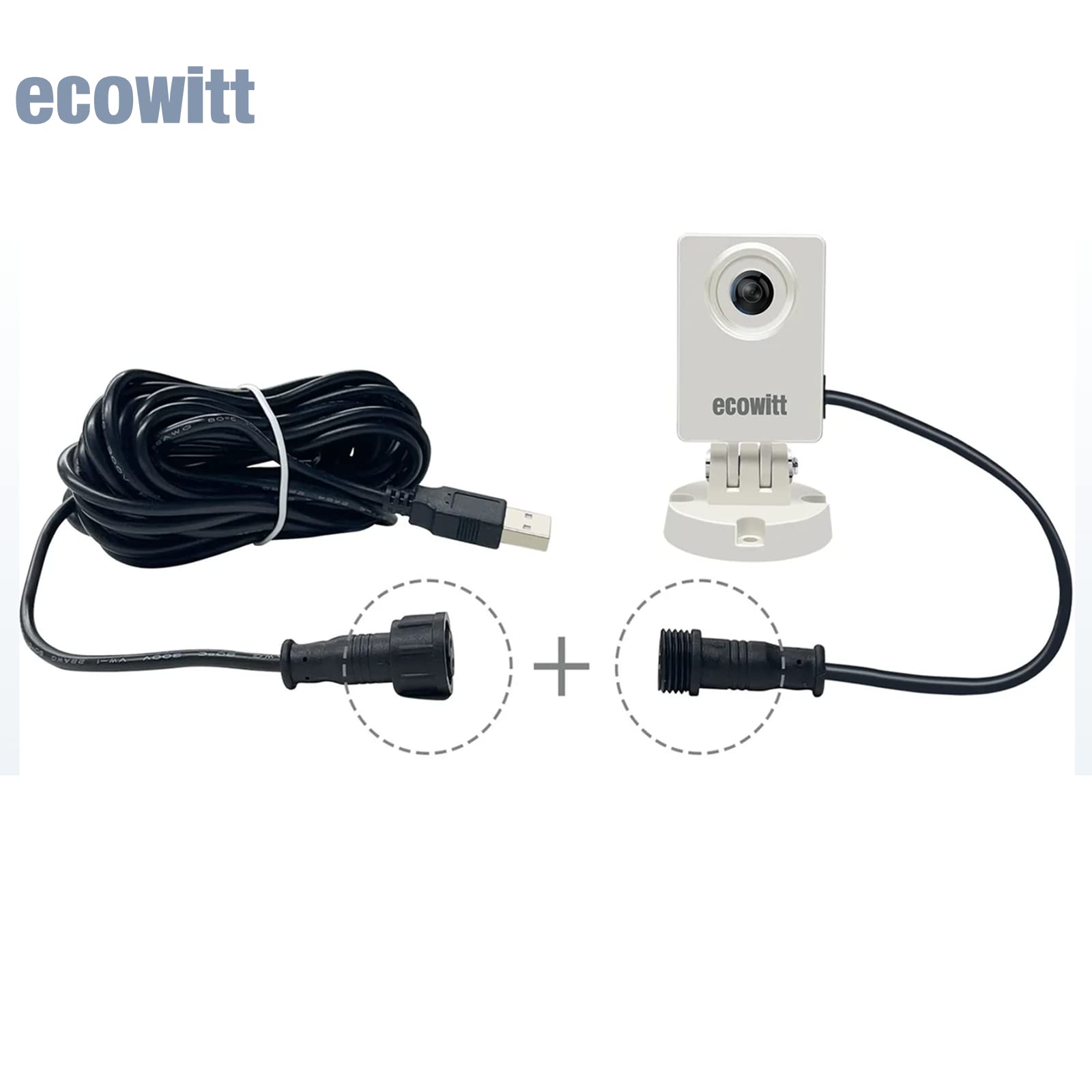 ECOWITT WittCam Kamera zewnętrzna HP10, wewnętrzna i zewnętrzna kamera podłączona do sieci Wi-Fi IP66, wodoodporność FOV150°, szeroki kąt / 2 miliony pikseli, serwer pomocniczy, fotografia poklatkowa