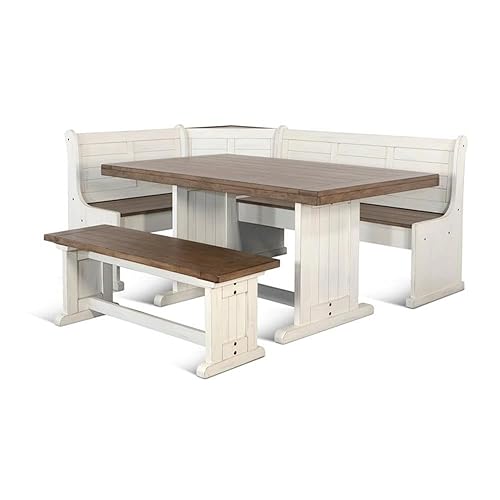 Pemberly Row Dining Set Wood, Rectangular in Off White (36"