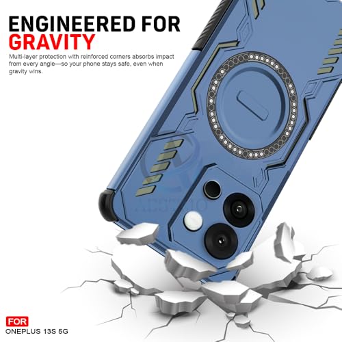 Image of AESTMO Back Case Cover for OnePlus 13S 5G | Magnetic Case with Built-in Metal Ring | Compatible with MagSafe Accessories | Shockproof Hybrid (PC + TPU) (Blue)