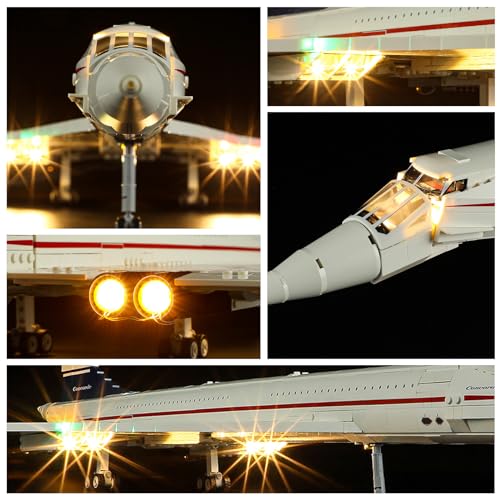 YEABRICKS LED Light Kit for Lego 10318 Icons Concorde Model (Lego Set Not Included)