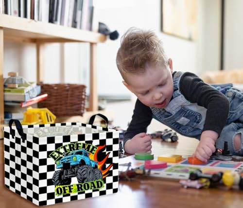 Image of Rectangle Kids Baskets Car Basket Cute Storage Bin Organizer Boys Box for Room Decor Gift Basket(Racing car)