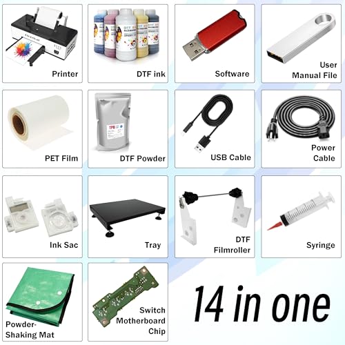 Image of US Ship A3 1390 DTF Printer is Ideal for Small Businesses, DIY Enthusiasts, Tradespeople, and Beginners. Design Clothing, Shoes, Hats, and Bags. (Oven Ink and Powder)
