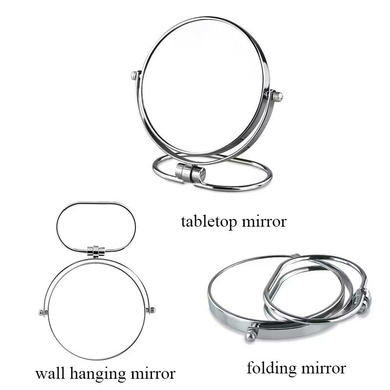 Hosoncovy Double-sided Rotatable Tabletop Mirror with Stand Desktop Mirror Wall Hanging Makeup Mirror Vanity Mirror Cosmetic Mirror Magnifying Mirror Handheld Mirror - Image 3