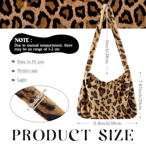 Cartera tipo clutch con estampado de leopardo, de felpa sintética, para mujer, ideal para invierno (mediana) miniatura 3