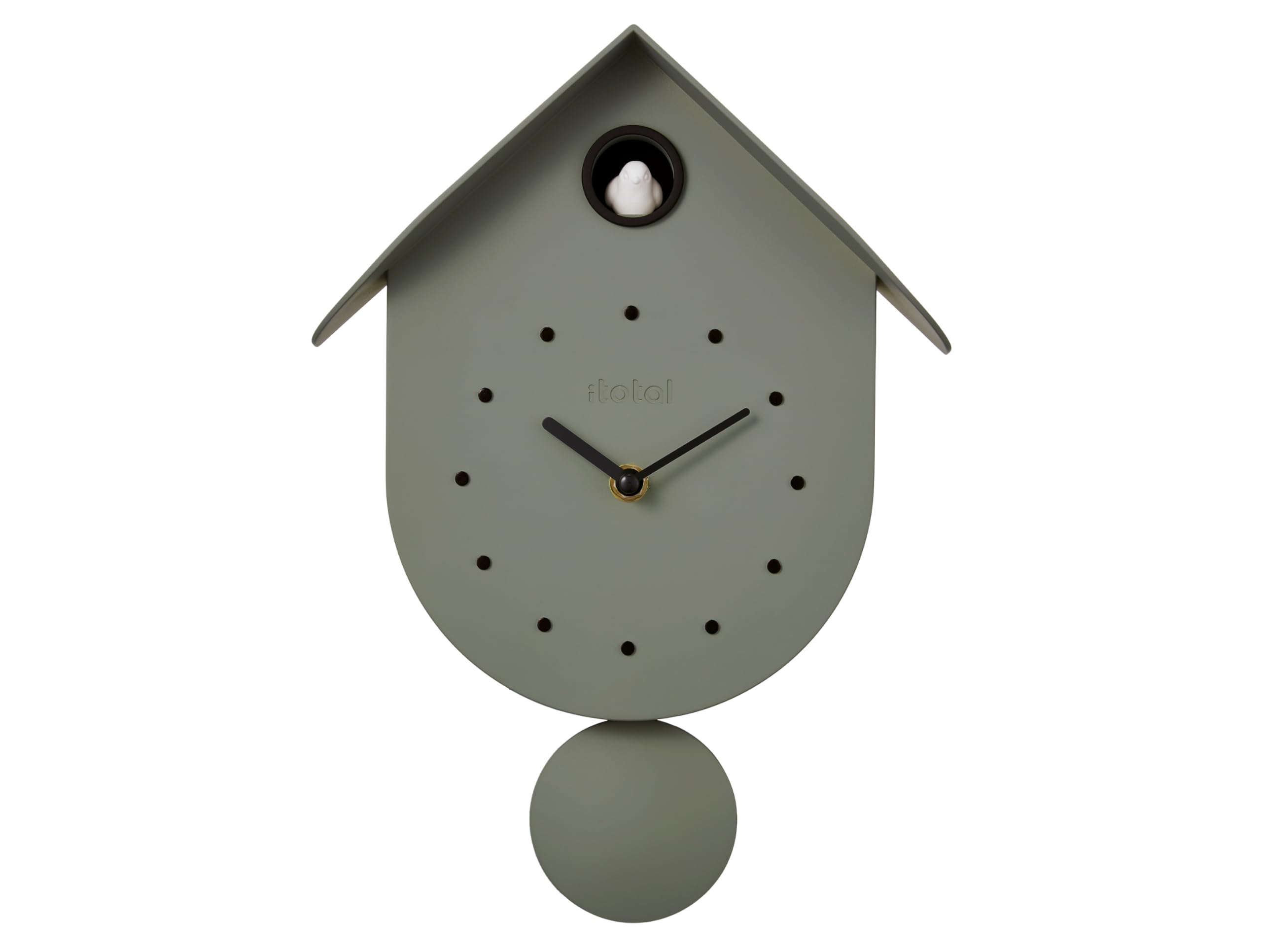 Reloj de cuco moderno para cocina y dormitorio I-TOTAL decorativo verde oliva