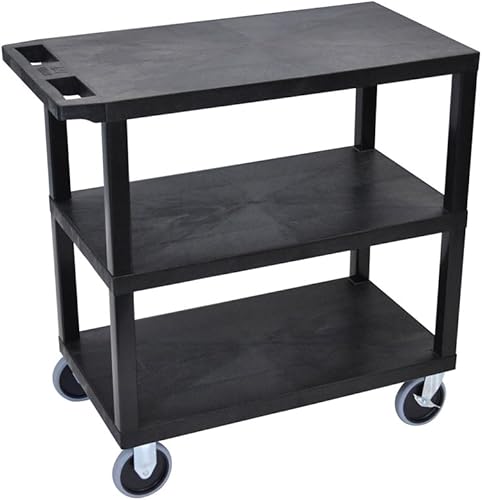 LUXOR EC222HD-B - Carrito con 3 estantes planos 180 x 321in color negro