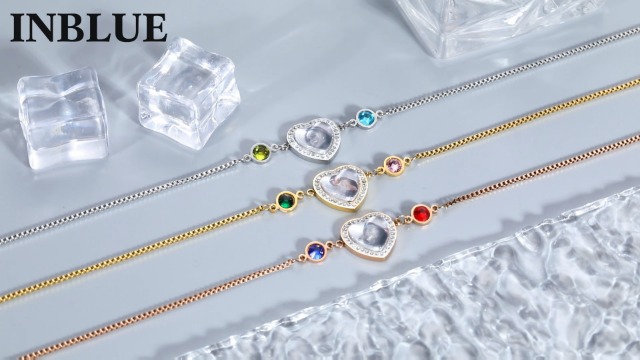 INBLUE Custom Photo Text Birthstone Stainless Steel Bracelet on Amazon Live