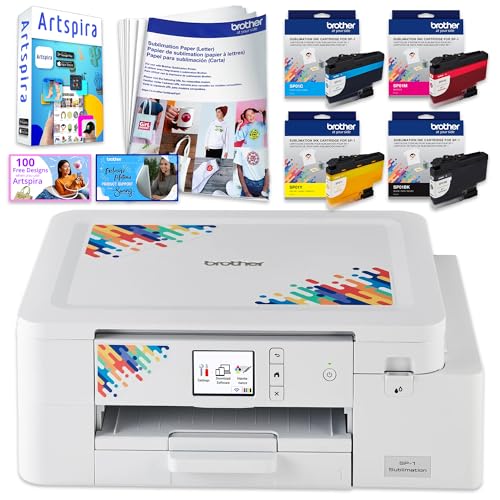 Brother SP-1 Sublimation Printer with Full CMYK 47ml Ink Set, 10...