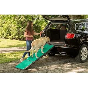 Pet Gear supertraX Ramps for Dogs and Cats, Maximum Traction Surface, Portable/Easy-Fold (No Tools Required), Built in Handle for Travel, 42-71 Inches Long, Supports 150-200lbs, Emerald