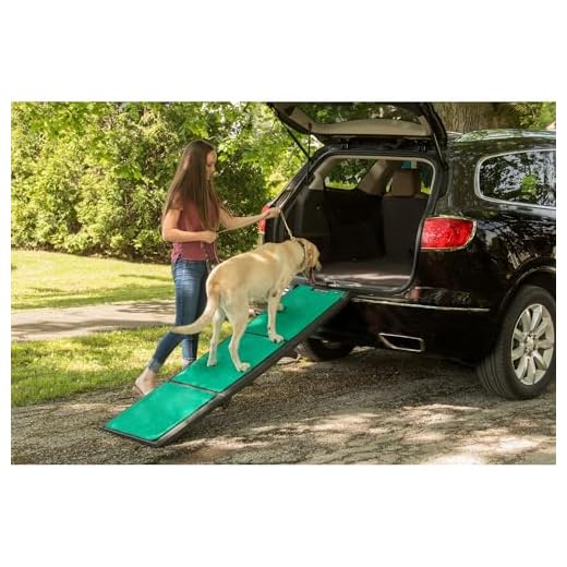 Pet Gear supertraX Ramps for Dogs and Cats, Maximum Traction Surface, Portable/Easy-Fold (No Tools Required), Built in Handle for Travel, 42-71 Inches Long, Supports 150-200lbs, Emerald