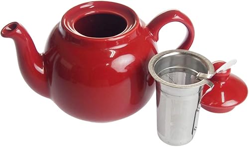 Miniatura 11 de London Pottery Farmhouse - Tetera pequeña con infusor, cerámica, azul cobalto, 2 tazas (20.3 fl oz) Azul cobalto,Rojo