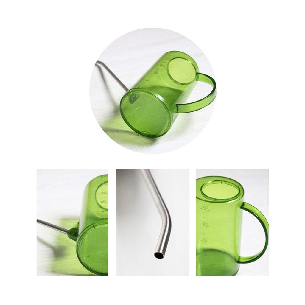 Esta regadera de Exterior de 1 litro con Boquilla de Acero Inoxidable, regadera de plástico translúcido de Boca Larga para regar Plantas Verdes y Flores, Herramientas de jardinería para el h