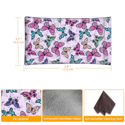 Image of FINTIE Soft Eyeglasses Case with Cleaning Cloth, Portable Squeeze Top Vegan Leather Glasses Pouch, Sunglasses Eyewear Bag