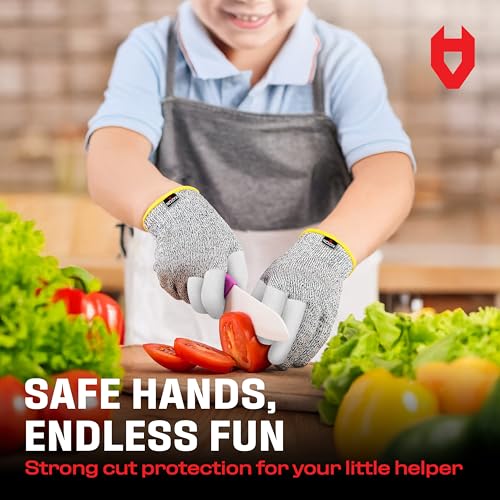 image for NoCry Kids Cut Resistant Gloves with 3 Reinforced Fingers - 100% Food 