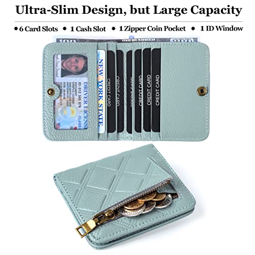 Image of Womens Wallet RFID Blocking Small Compact Bifold Genuine Leather Pocket Wallet Mini Wallets for Women Ladies Purse