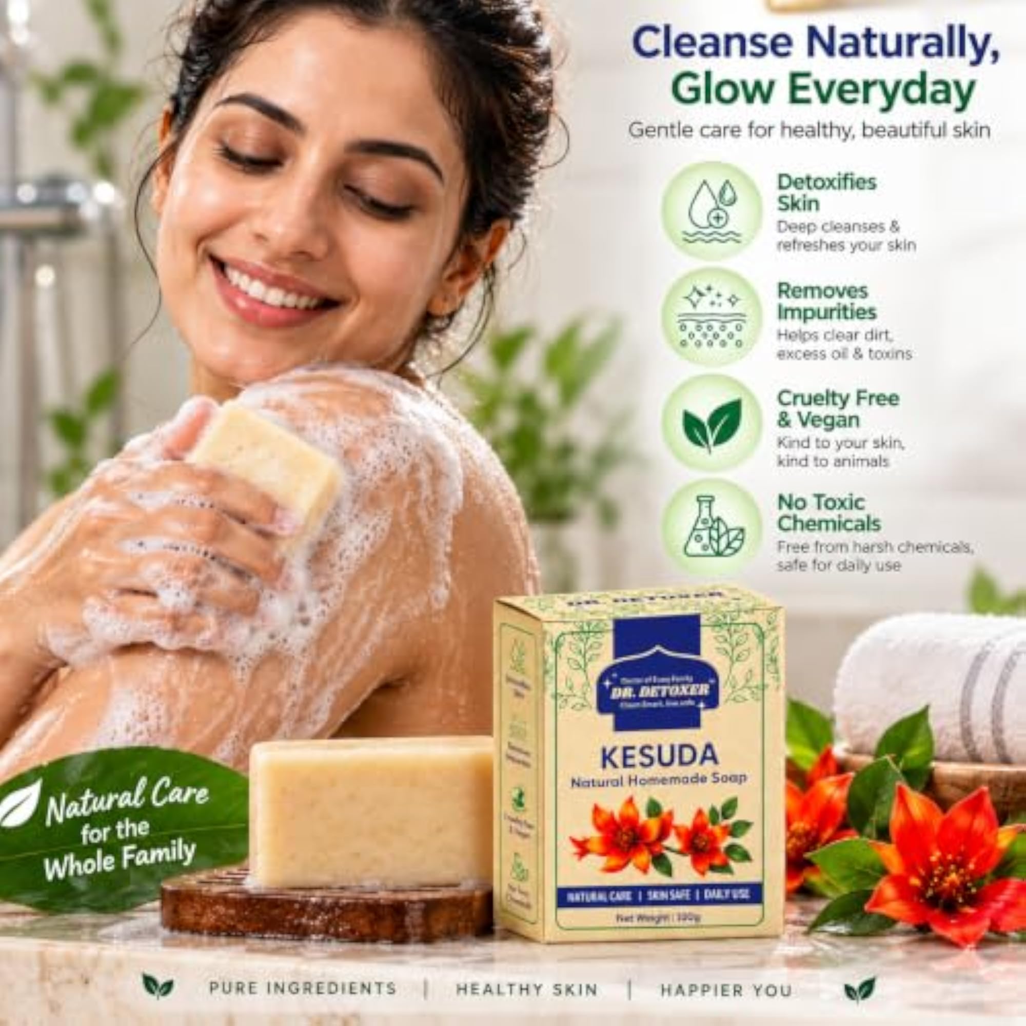 Natural Homemade Herbal Bath Soap Bar, Daily Use Cleansing for All