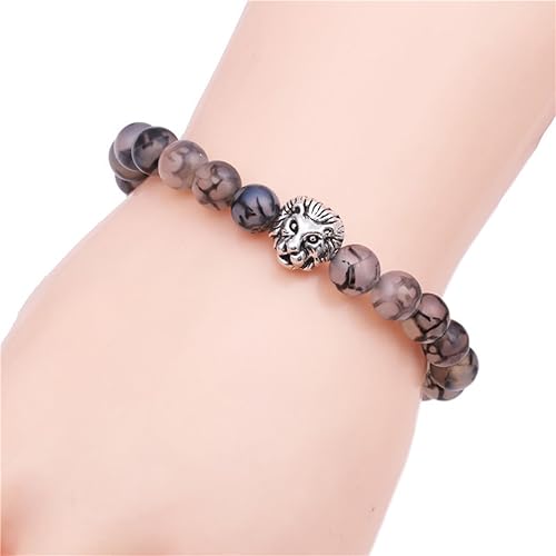 Miniatura 5 de 200 cuentas sueltas de piedra de lava negra y ágata con patrón de dragón, piedra envejecida, piedra malaquita, cuentas redondas volcánicas de 0.315