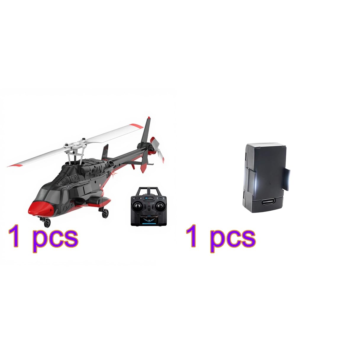 A61 1/52 Air-Wolf RC Hubschrauber, 2.4G 4CH Einrotor-Flybarless Mini Militär RC Helikopter Modell Mit Optischer Höhenflugsicherung, Fernsteuerung Flugzeug Geschenk (RTF Version)
