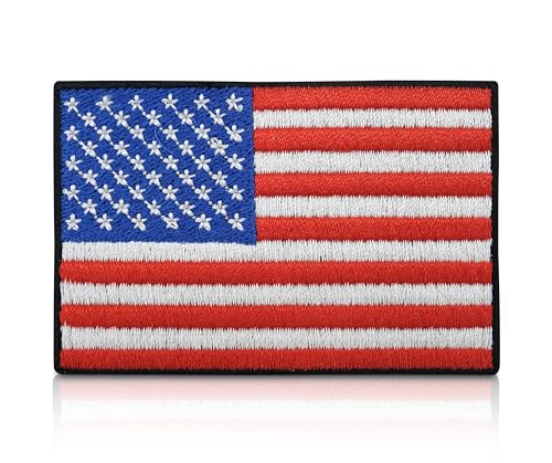 Finally Home USA Amerika Flagge Patch zum Aufbügeln | 7,6 x 5 cm | American Flag Patches, US Amy Military Bügelbild, Airsoft Aufbügler, Fahne...