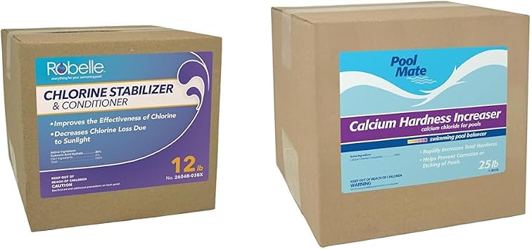 Robelle Pool Stabilizer and Pool Mate Calcium Hardness Increaser for Pools, 12 and 25-Pounds
