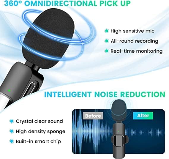 Image of BQYA 2.4 ghz Omnidirectional Lavalier Wireless mic Noise cancallation 50 Meter Range Plug & Play Rechargeable Microphone for Andriod /Type-c /iPhone /Laptop All USB Devices for YouTube etc