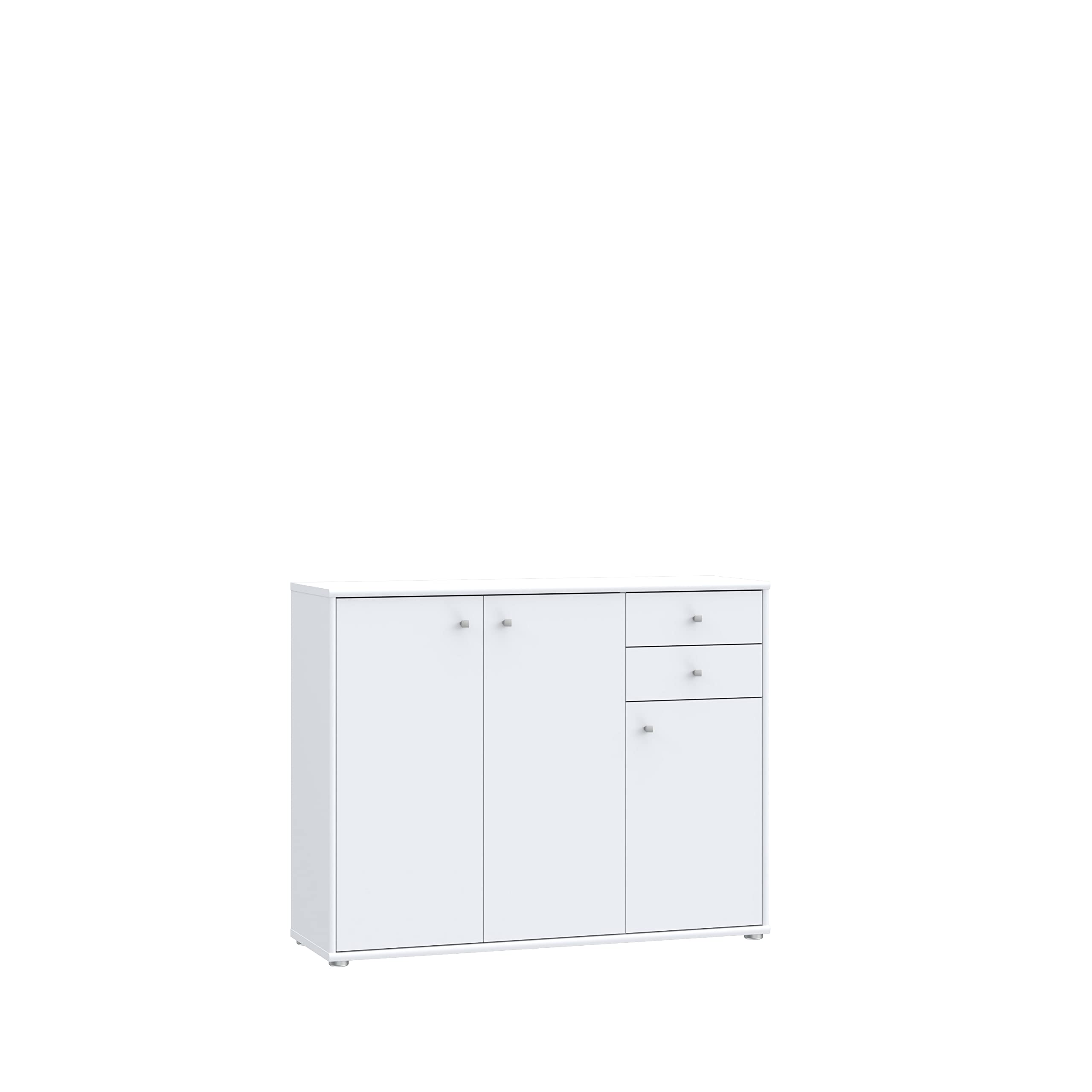 Forte Tempra 2 Kommode mit 3 Türen und 2 Schubladen, Holzwerkstoff, weiß, Bx H xT: 108,8 x 85,5 x 34,8 cm