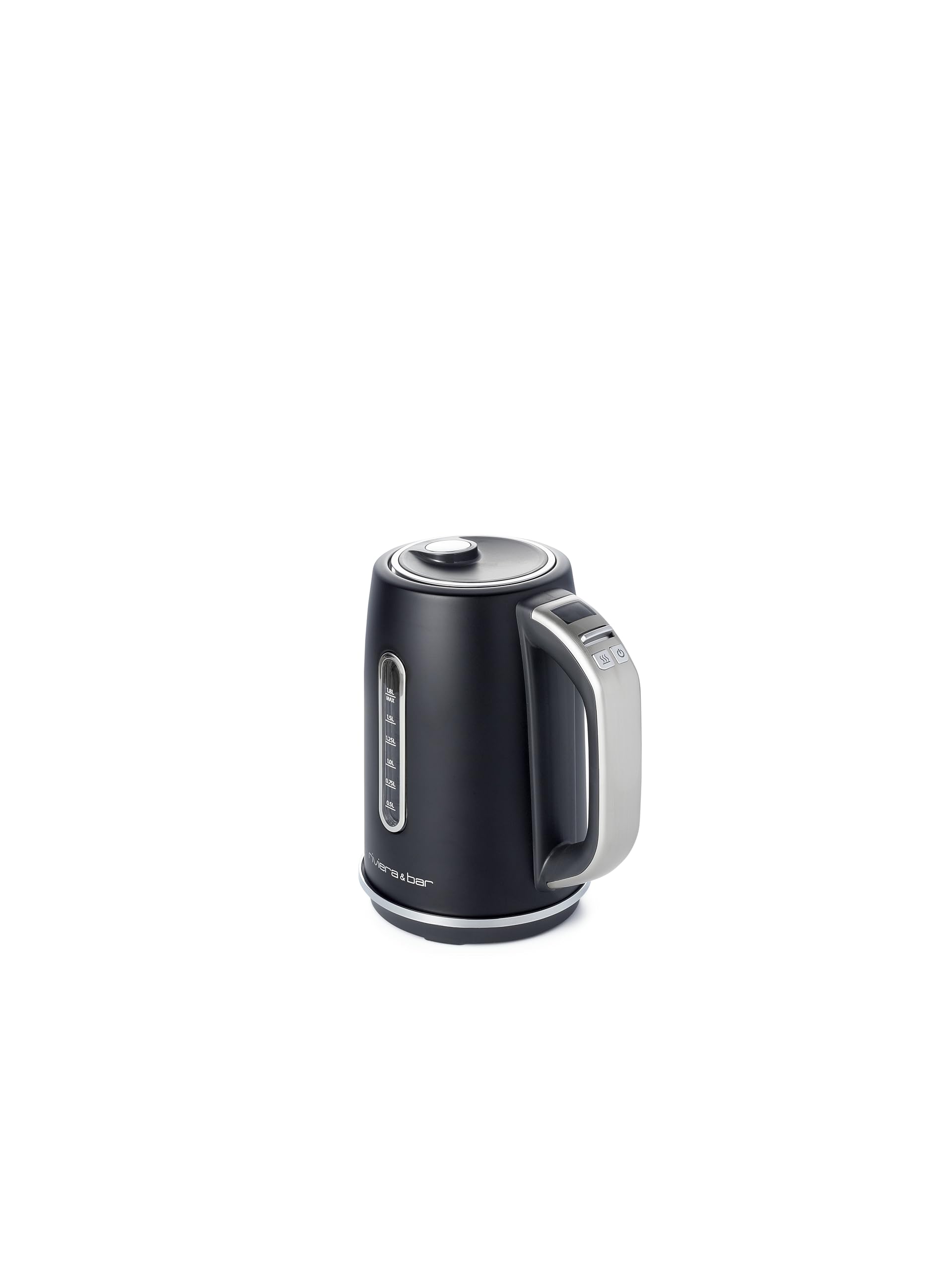 riviera&bar Bouilloire Inox 1,8L - Chauffe-Eau Rapide 2200W, Sélection Température 40-100°C - Écran LCD, Modes Eau et Thé, Sécurité Surchauffe - Black Satin
