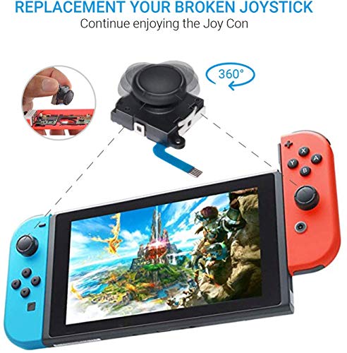 Original 3D Analog Joystick Thumb Grips Caps For Nintendo Switch Joycon Controller And Switch Lite Console, Professional Replacement Joystick Kit - Include 4 Thumbstick Caps & 6 Screws #TOP2