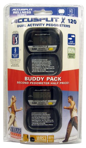 ACCUSPLIT AX120 Dual Pack Pedometer, Steps Only, 2 pedometers.