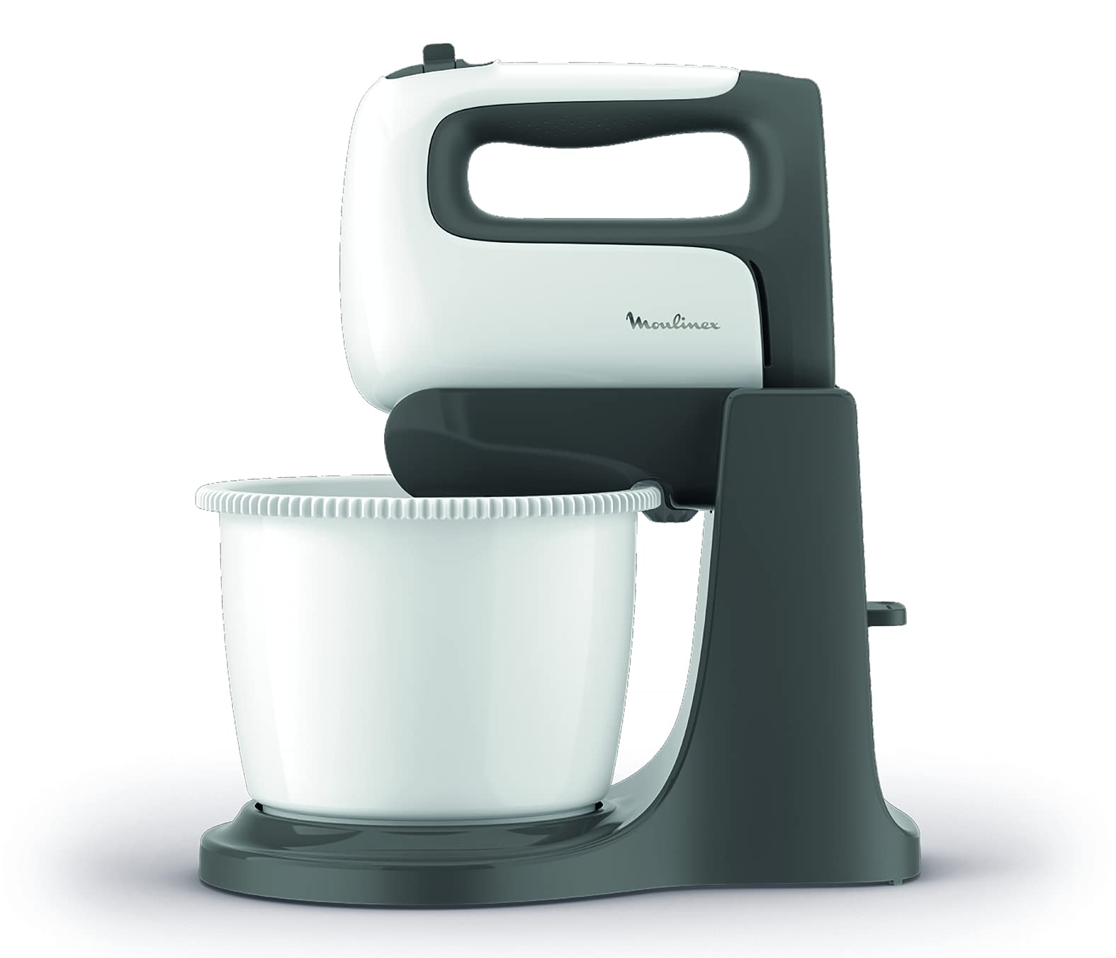 Moulinex HM4641 Prep'Mix+ Sbattitore Elettrico, con Fruste e Ganci Impastatori in Acciaio Inox per Mescolare, Sbattere e Montare, Recipiente Autorotante da 2.5 L, 5 Velocità e Impostazione Turbo