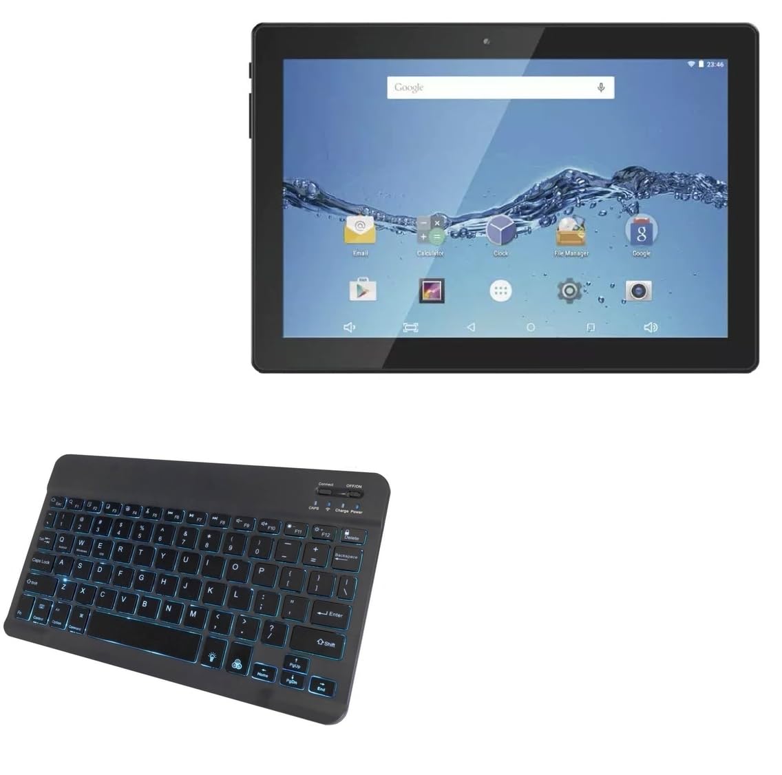 BoxWave Keyboard Compatible with Digiland DL1018A Tablet (10.1 in) - SlimKeys Bluetooth Keyboard - with Backlight, Portable Slim LED 7 Colors - Jet Black