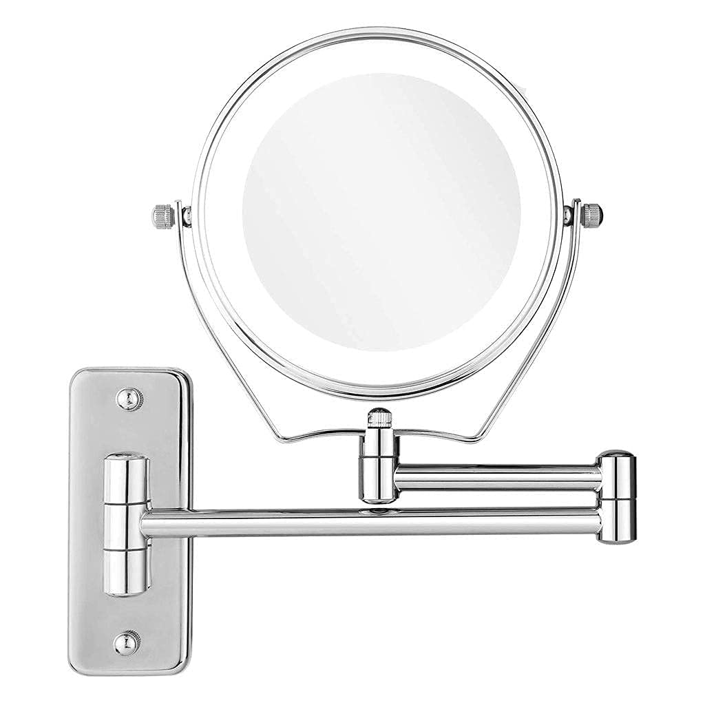 CFGJerWR Wall-mounted cosmetic mirror, LED Vanity Mirror with 1X/7X Magnification - Wall Mounted Makeup with 360° Rotation