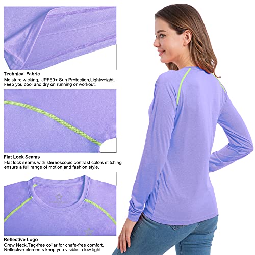 Women's Upf 50+ Sun Protection Shirts Long Sleeve Spf Uv Quick Dry Lightweight Outdoor T-Shirt Purple #TOP4